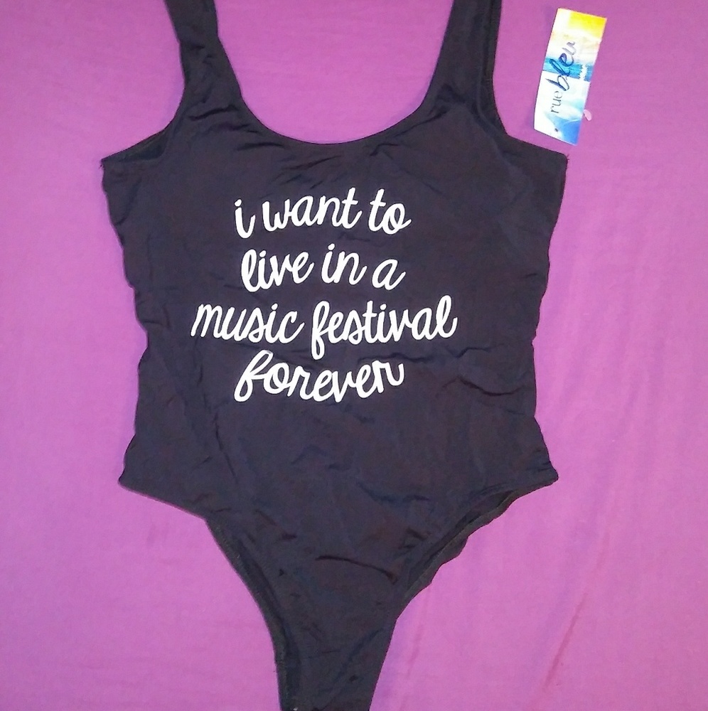 Rue21 One Piece Swim Suit 'Music Festival' Medium
